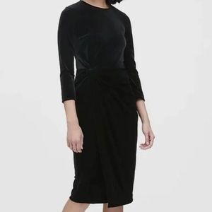 BANANA REPUBLIC Black Velvet Twist Waist Party Evening Dress Size 4 (Like New)